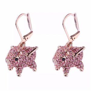 Kate Spade Rose Gold imagination Pave Pig Earrings cute animal piggy crystal